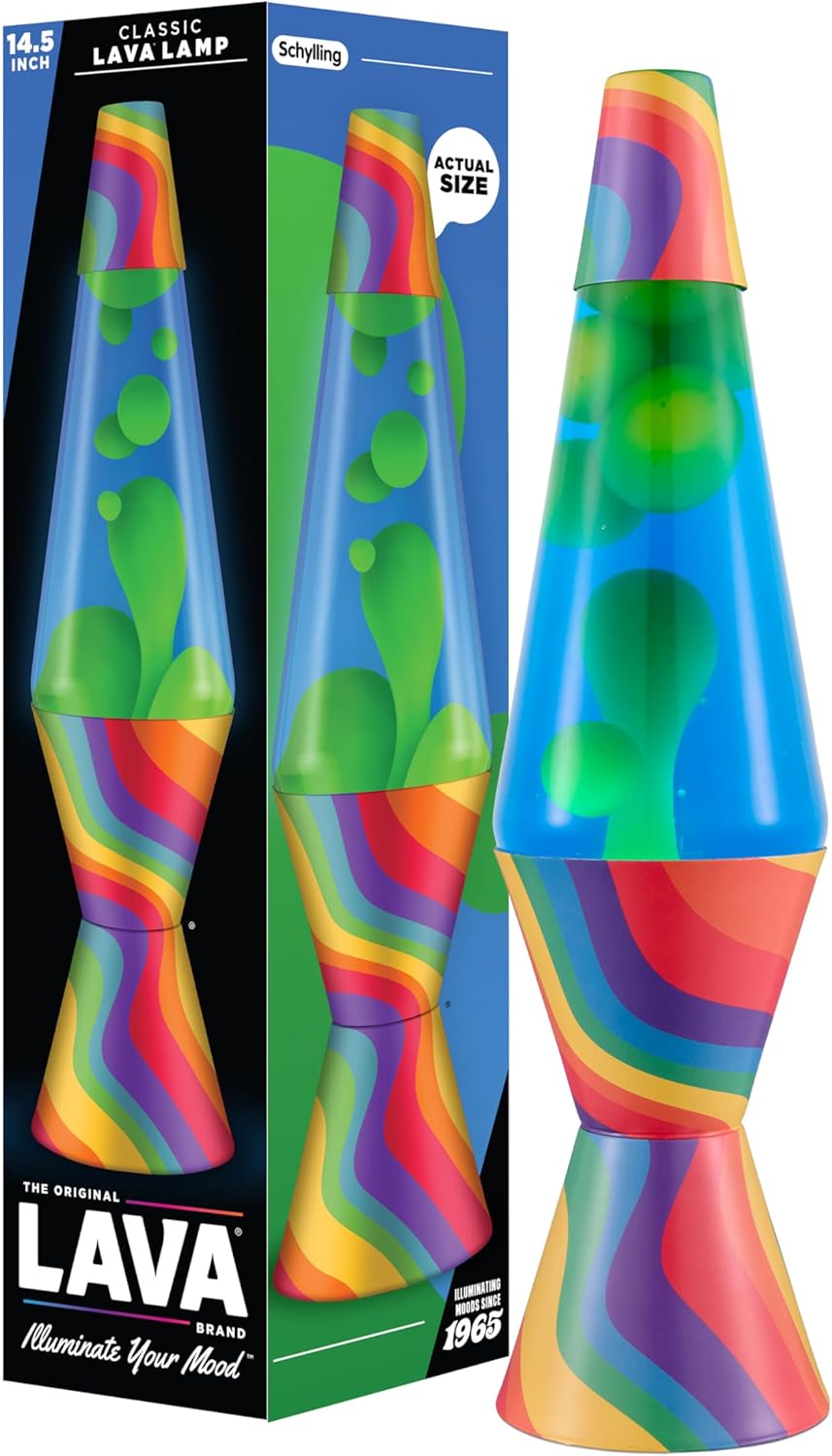 Lava The Original Lamp - 14.5 Warped Rainbow ?C Classic Liquid Motion Lamp - Yellow Wax and Blue Liquid - Item #2713 (Amazon Exclusive)